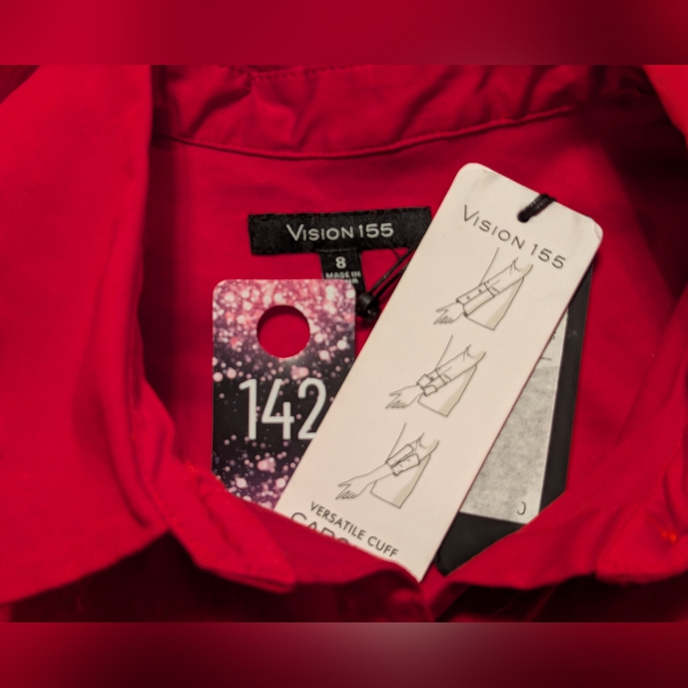 Vision 155 Red Long Sleeve Button-Up Shirt - Picture 5 of 6